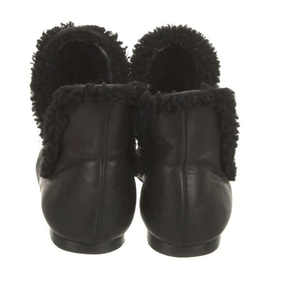 The Row Black Leather Faux-Fur Trim Chelsea Boots | Size 5 (IT 35) - Picture 4 of 5